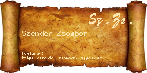 Szender Zsombor névjegykártya